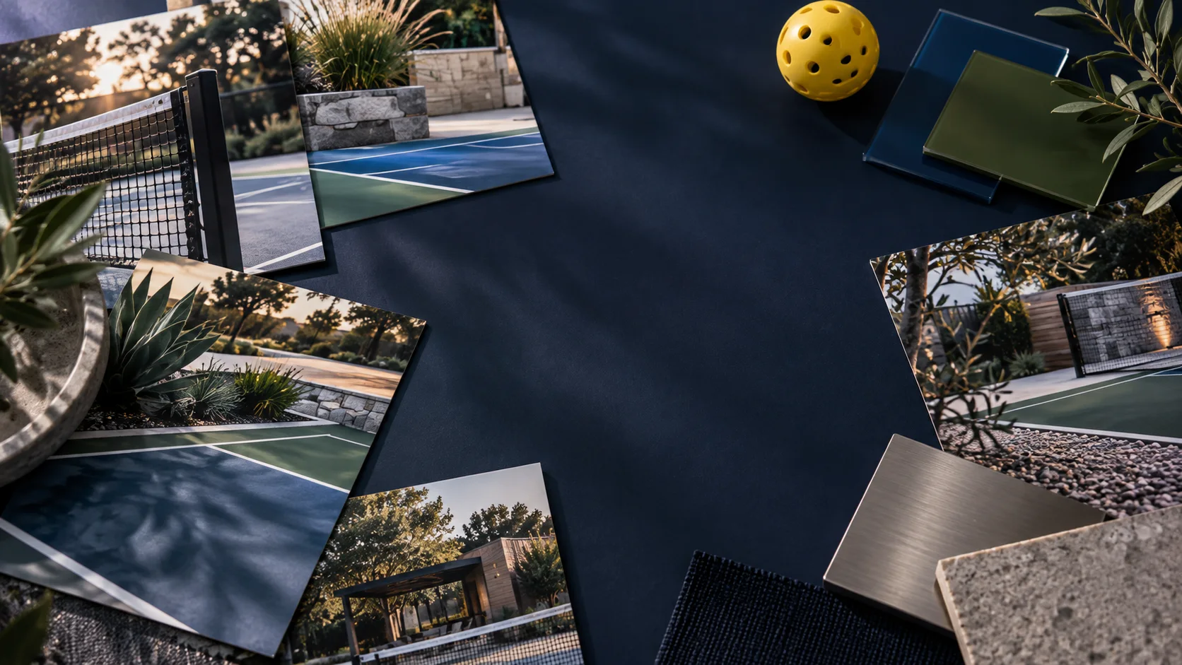 Curated court design images and material samples