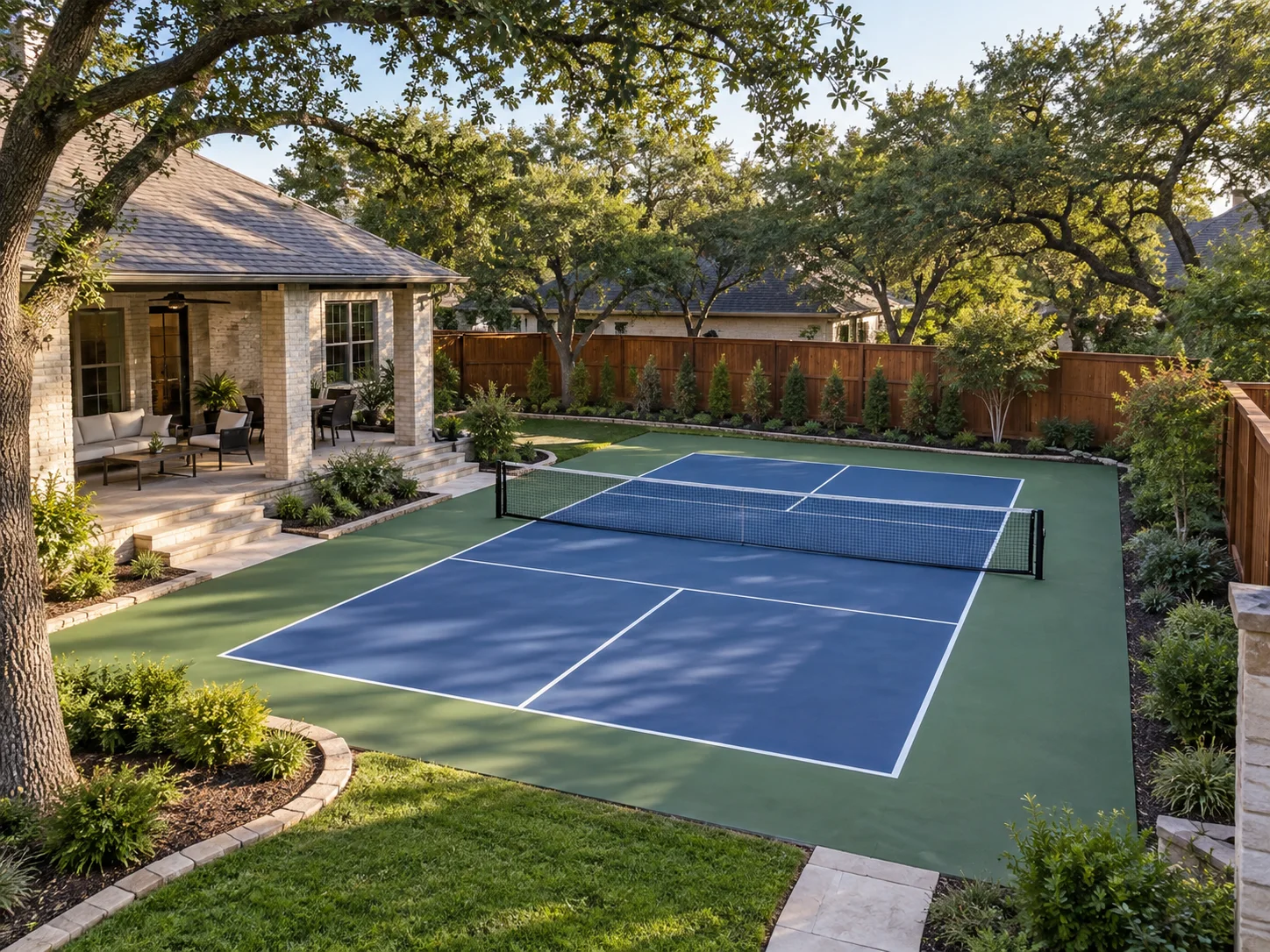 Illustrative Texas backyard pickleball court design